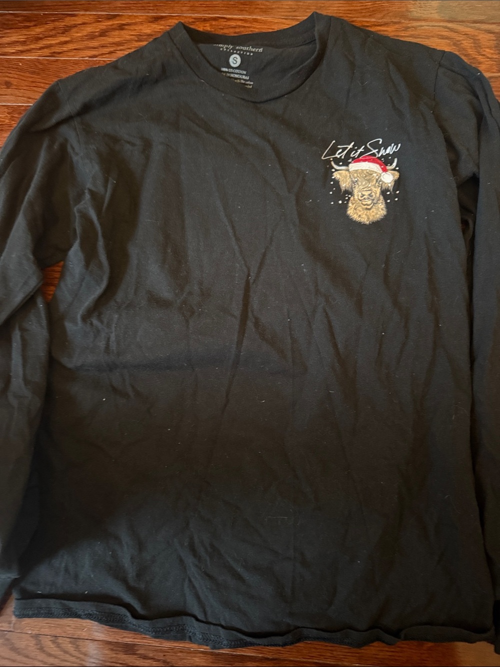 Simply Southern Black Long-Sleeve 'Let It Snow' Alpaca Tee